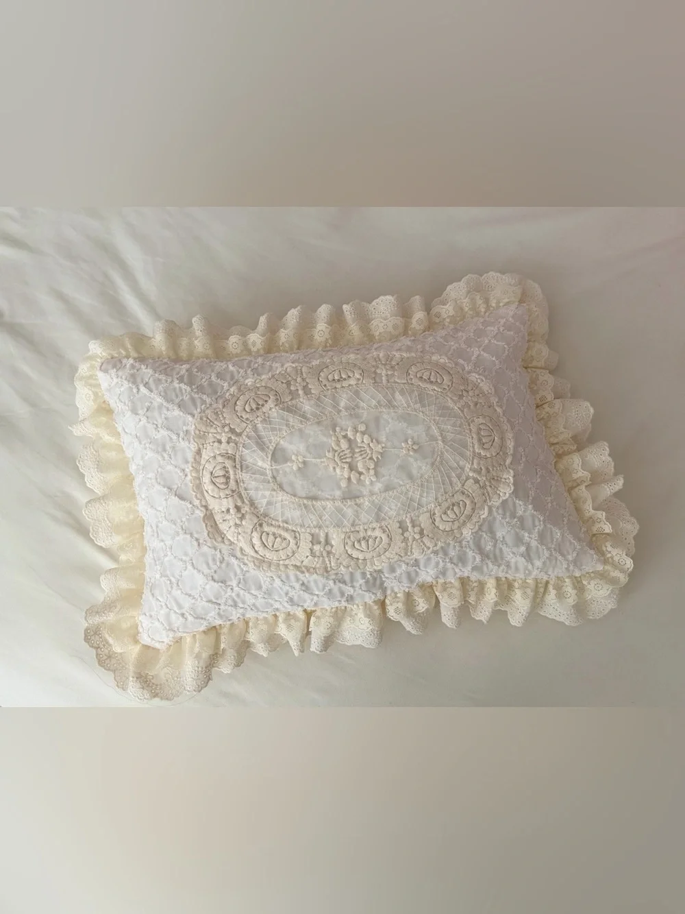 New handmade Luxury Cream Quilted Decorative Pillow Sham Cover only
